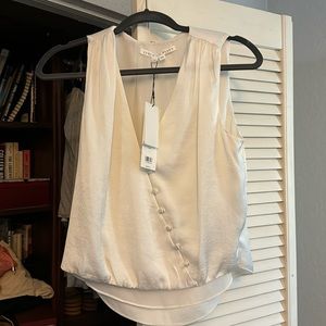 Veronica beard rassi top off white button detail size 2 nwt